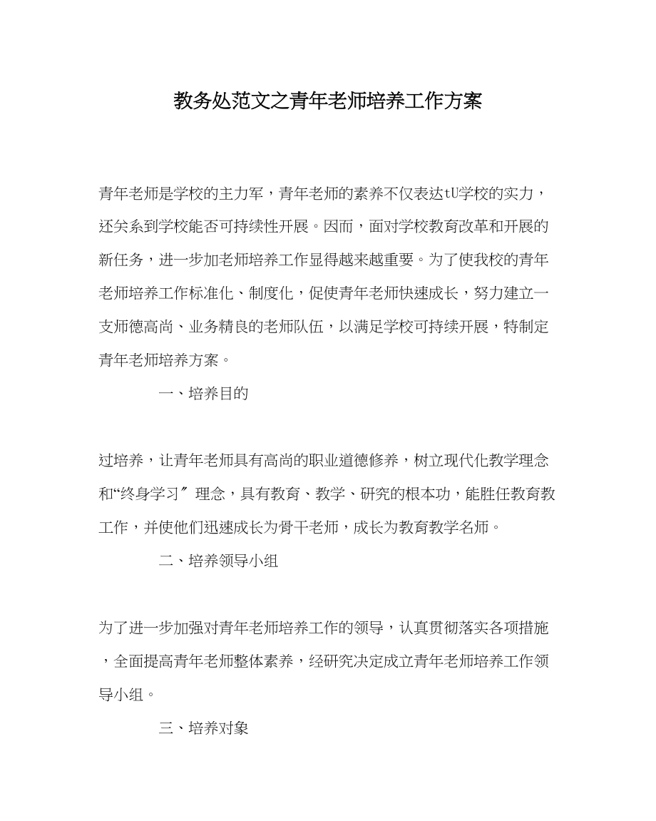 2023年教导处范文青年教师培养工作方案.docx_第1页