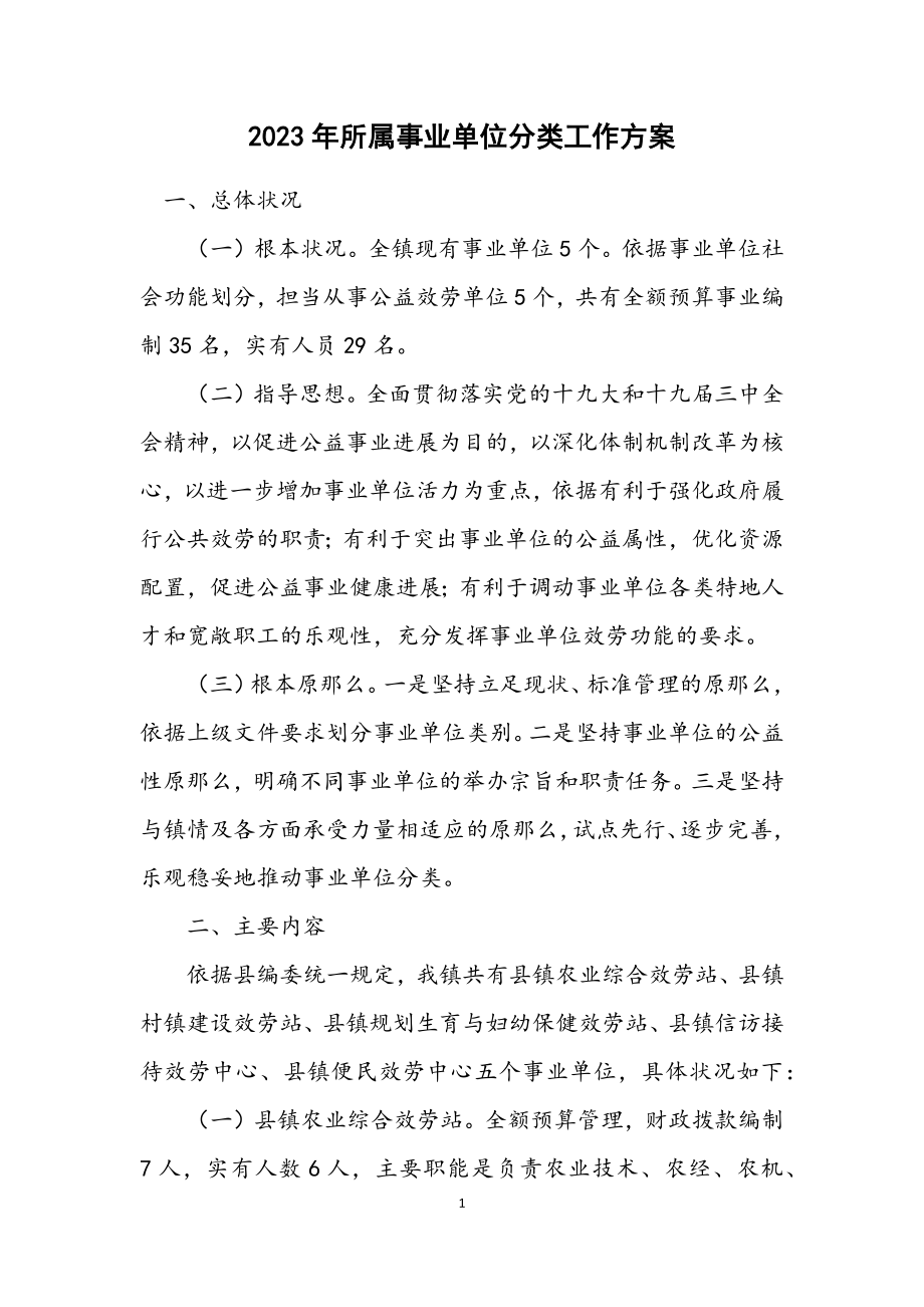 2023年所属事业单位分类工作方案.docx_第1页