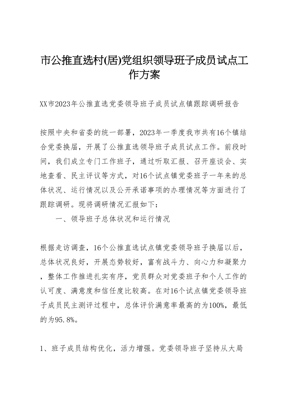 2023年市公推直选村党组织领导班子成员试点工作方案 .doc_第1页