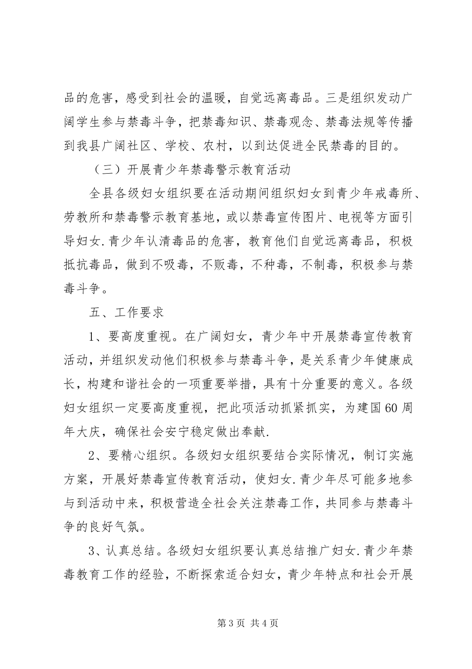 2023年妇联年度禁毒宣传工作方案.docx_第3页