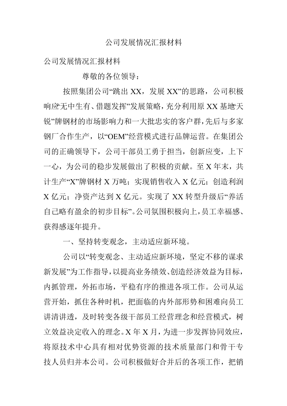 公司发展情况汇报材料.docx_第1页