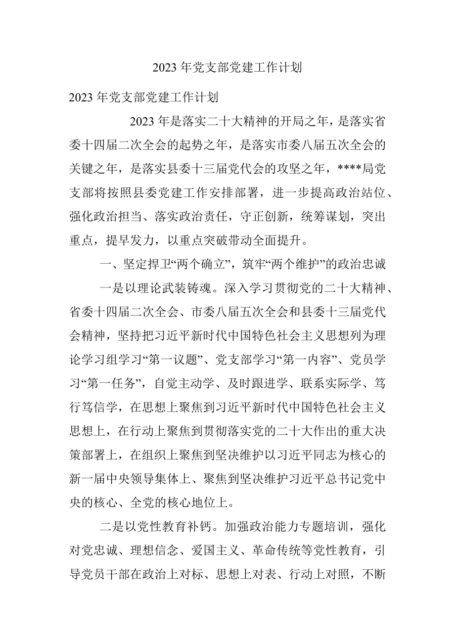 2023年党支部党建工作计划.docx_第1页