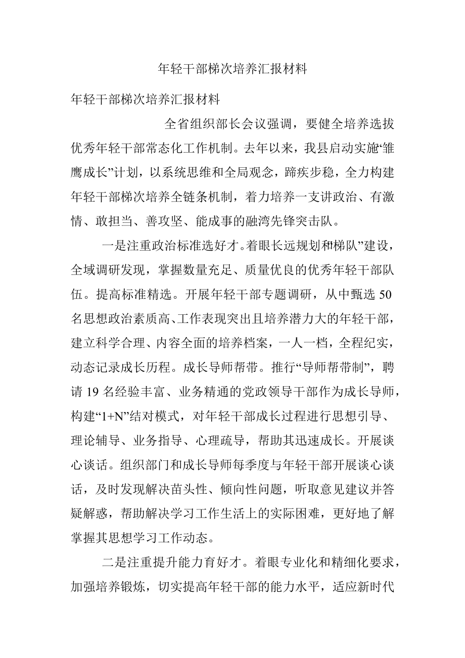 年轻干部梯次培养汇报材料.docx_第1页