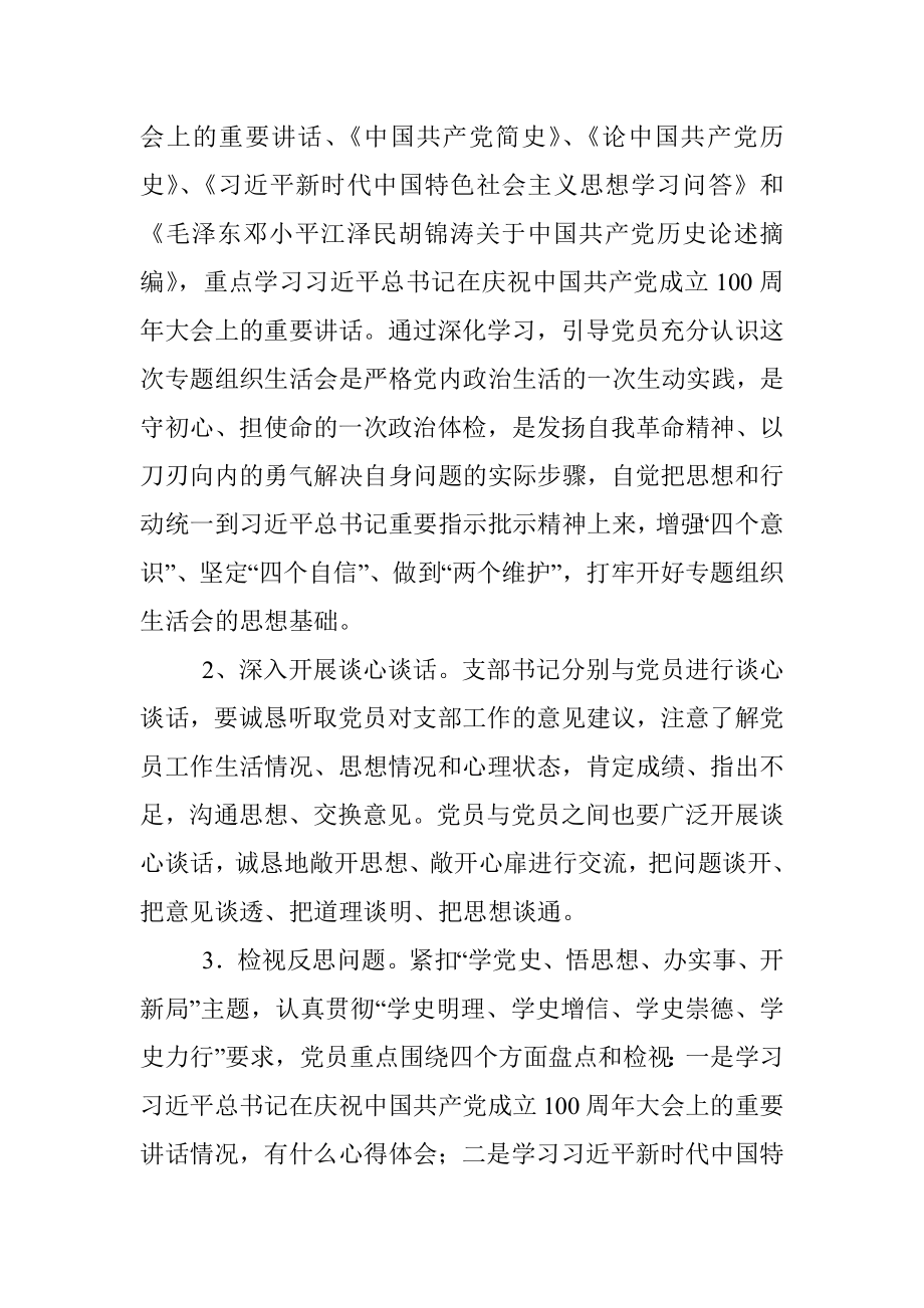 公司党支部党史学习教育专题组织生活会工作方案.docx_第2页