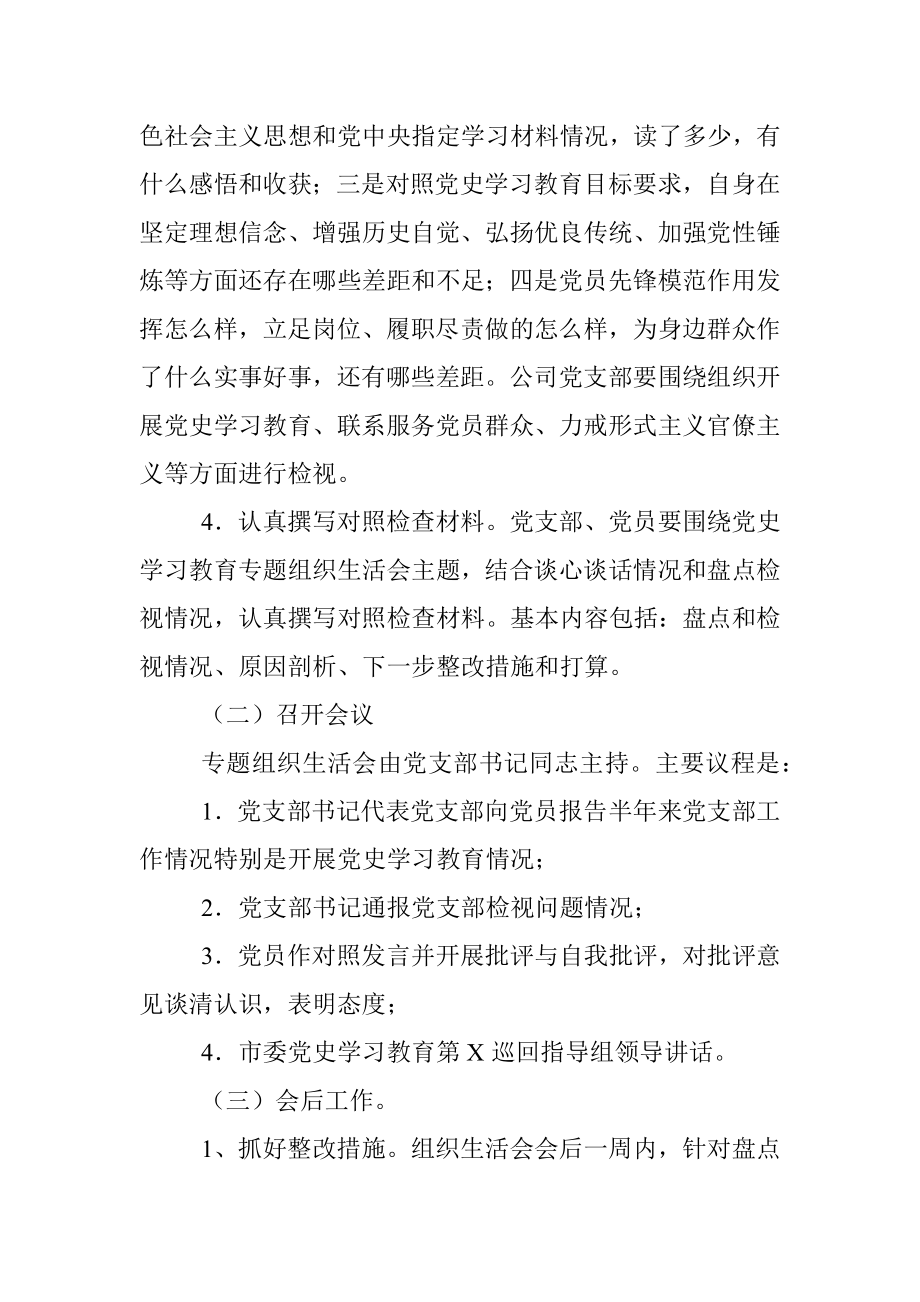 公司党支部党史学习教育专题组织生活会工作方案.docx_第3页