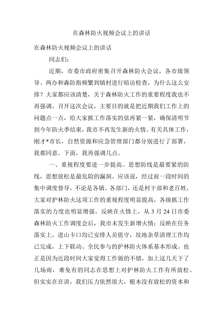 在森林防火视频会议上的讲话.docx_第1页