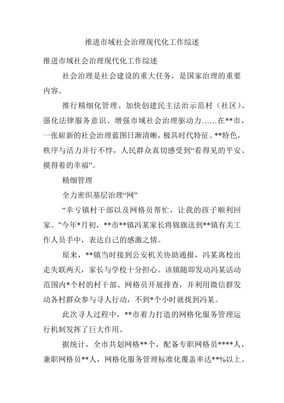 推进市域社会治理现代化工作综述.docx_第1页