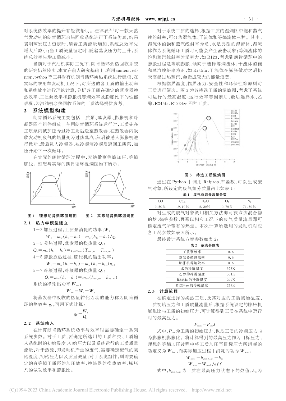 基于朗肯循环的发动机余热回收系统理论计算_吴志军.pdf_第2页