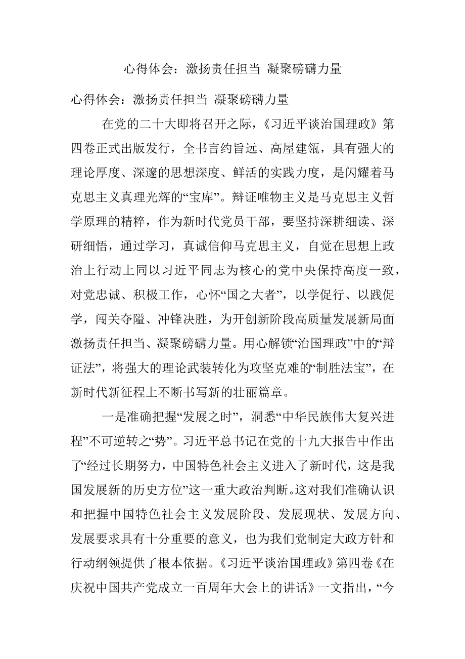 心得体会：激扬责任担当 凝聚磅礴力量.docx_第1页