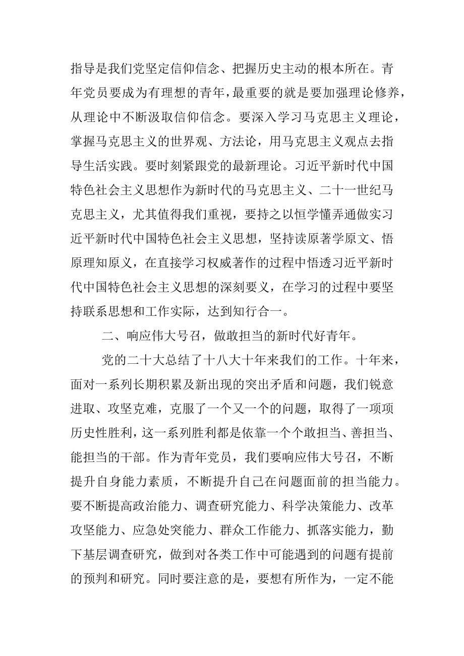 青年党员干部学习二十大心得体会.docx_第2页