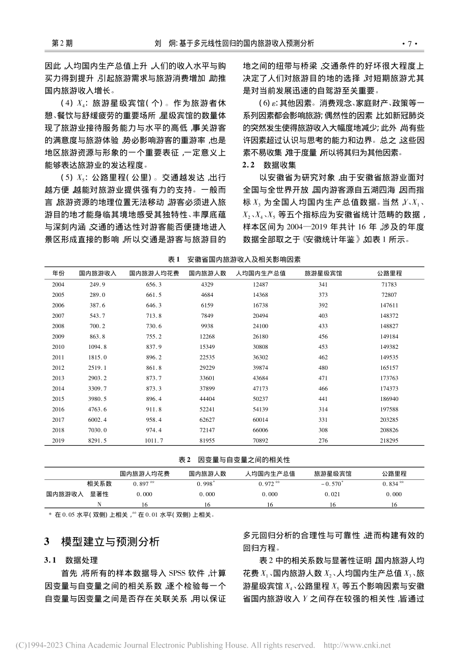 基于多元线性回归的国内旅游...入预测分析——以安徽省为例_刘炯.pdf_第3页