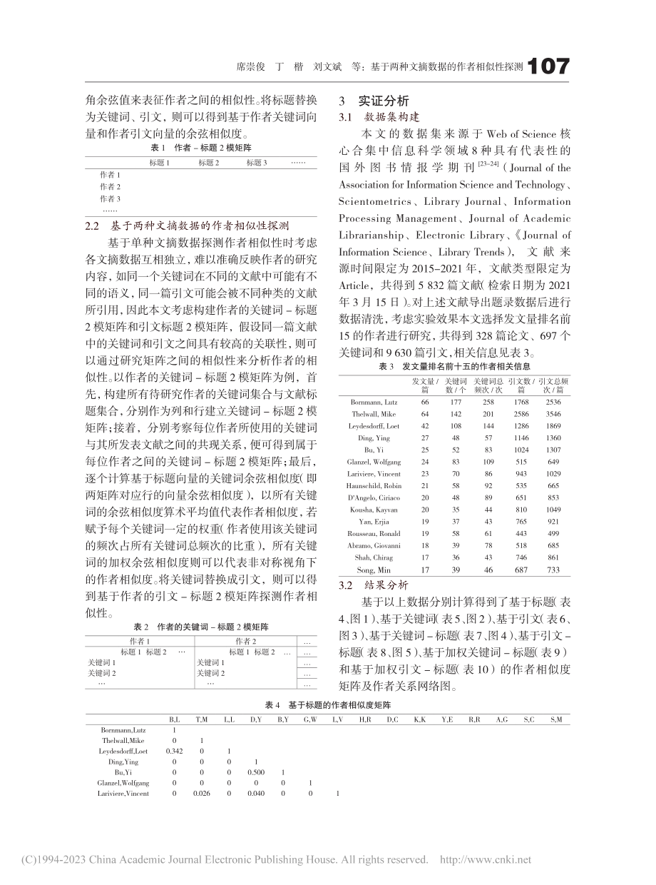 基于两种文摘数据的作者相似性探测_席崇俊.pdf_第3页