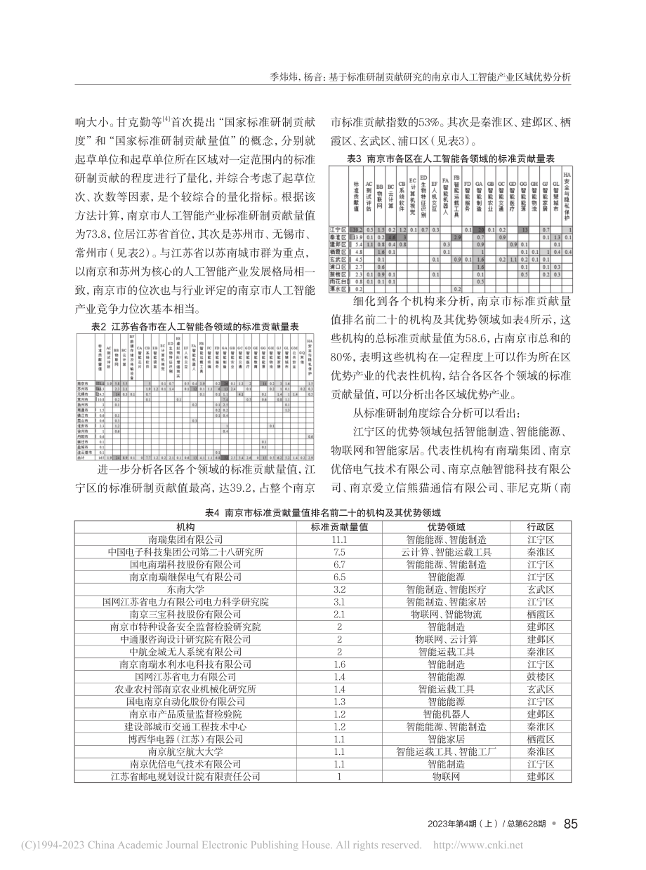 基于标准研制贡献研究的南京市人工智能产业区域优势分析_季炜炜.pdf_第3页