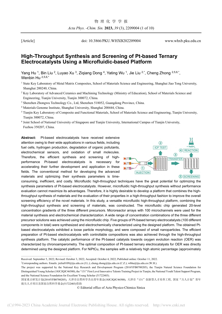 基于微流控技术平台的Pt基...剂高通量合成和筛选（英文）_胡洋.pdf_第1页