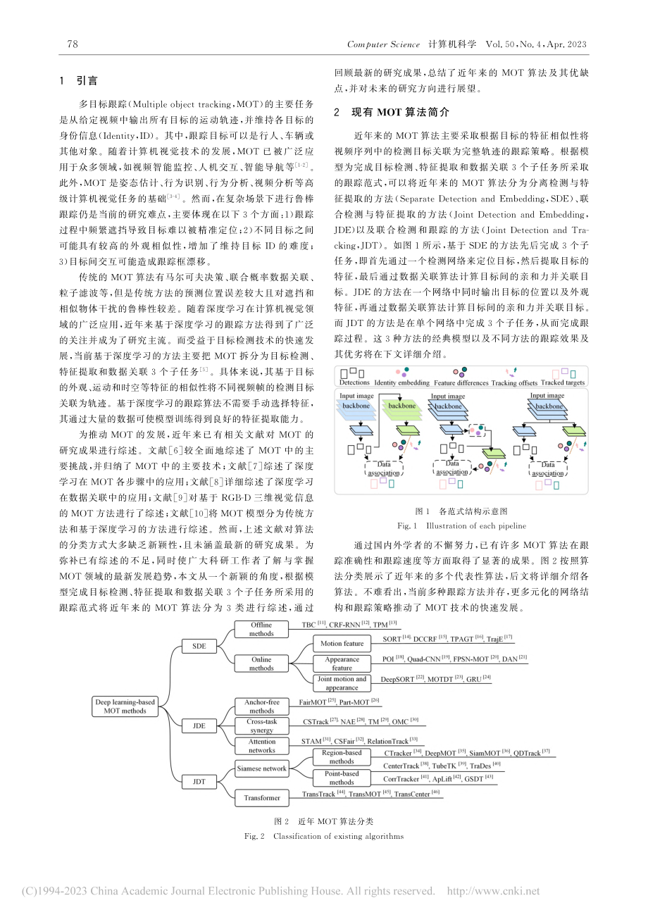 基于深度学习的视觉多目标跟踪研究综述_伍瀚.pdf_第2页