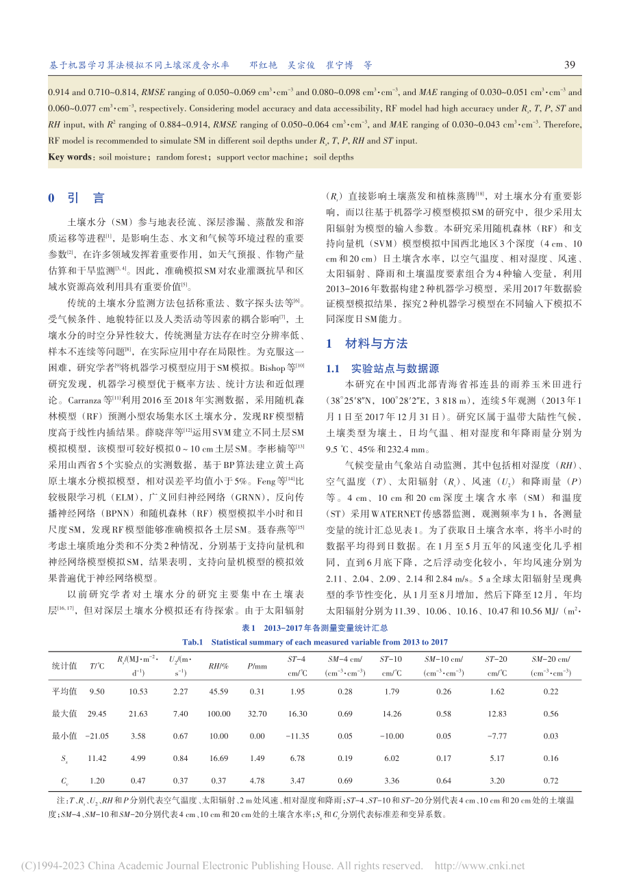 基于机器学习算法模拟不同土壤深度含水率_邓红艳.pdf_第2页