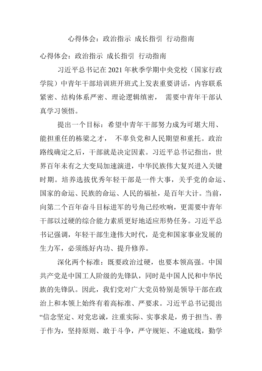 心得体会：政治指示 成长指引 行动指南.docx_第1页