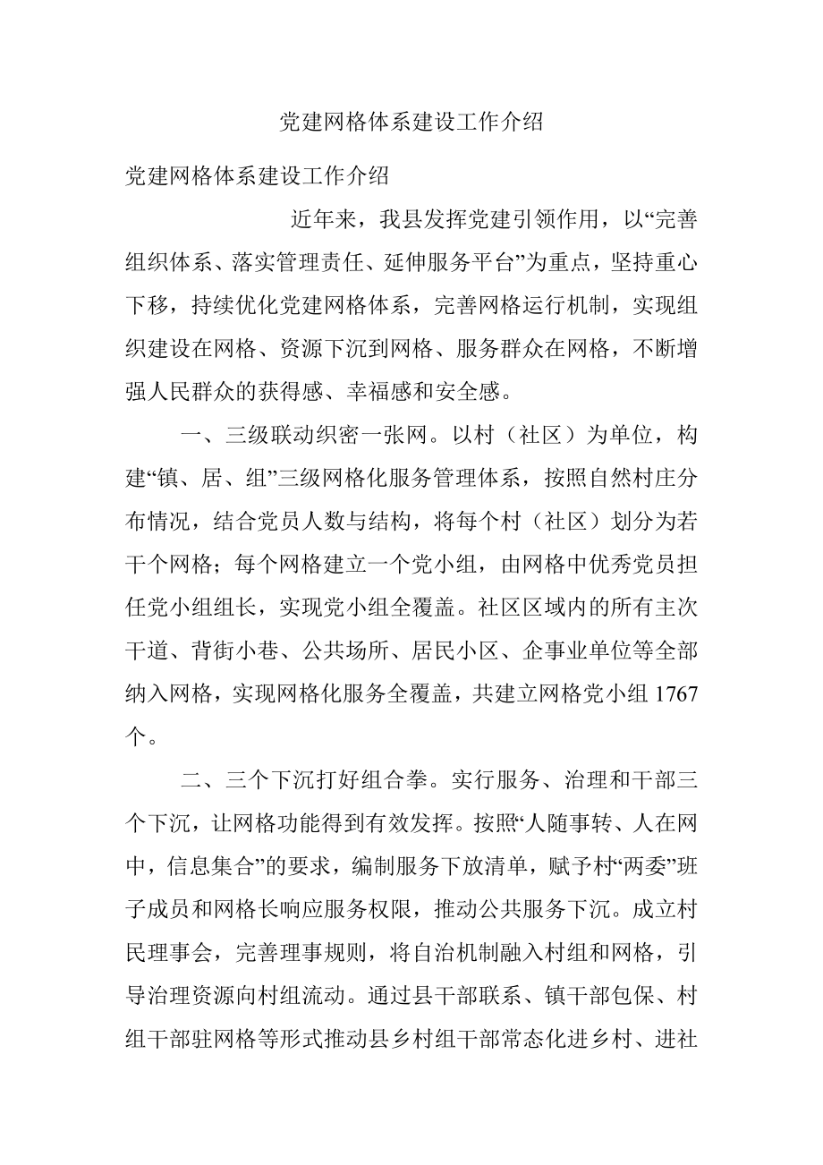 党建网格体系建设工作介绍.docx_第1页