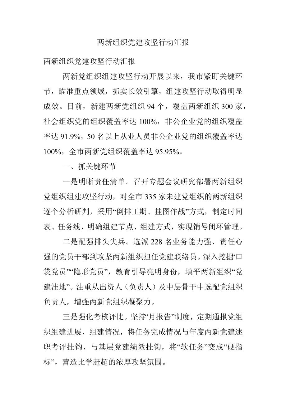 两新组织党建攻坚行动汇报.docx_第1页