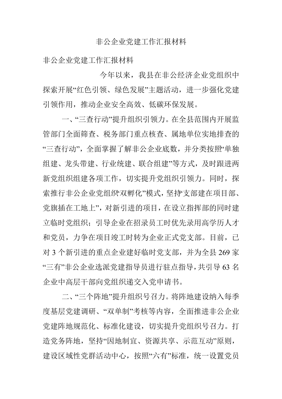 非公企业党建工作汇报材料.docx_第1页