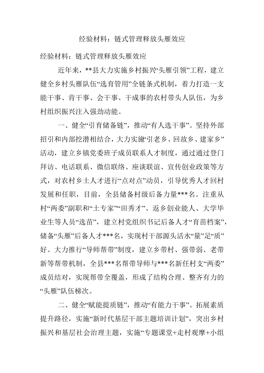 经验材料：链式管理释放头雁效应.docx_第1页