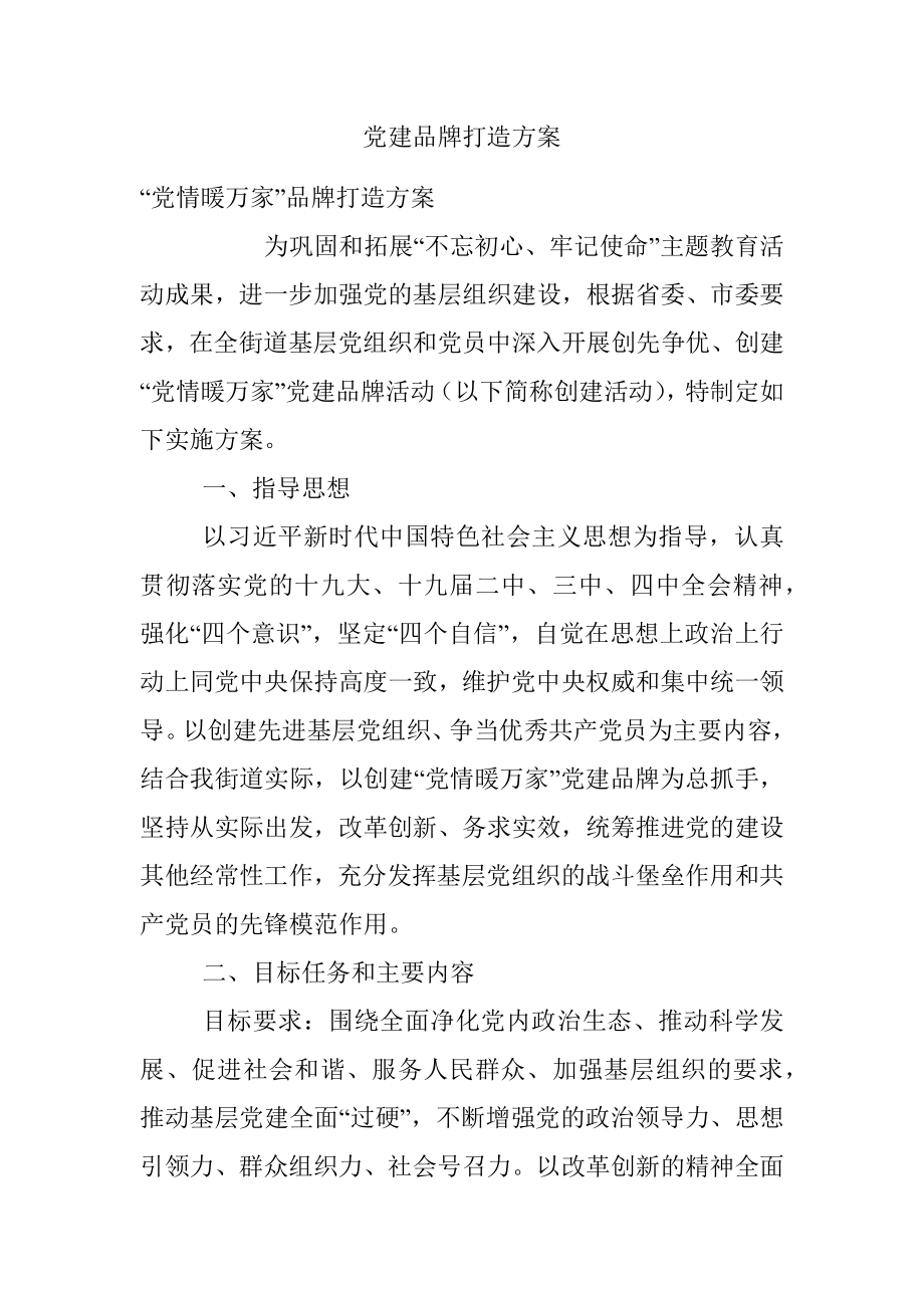 党建品牌打造方案.docx_第1页