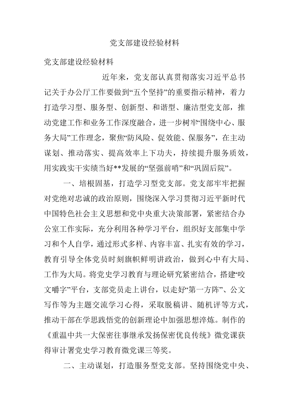 党支部建设经验材料.docx_第1页