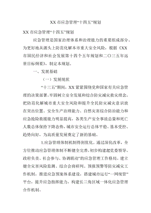 XX市应急管理“十四五”规划.docx