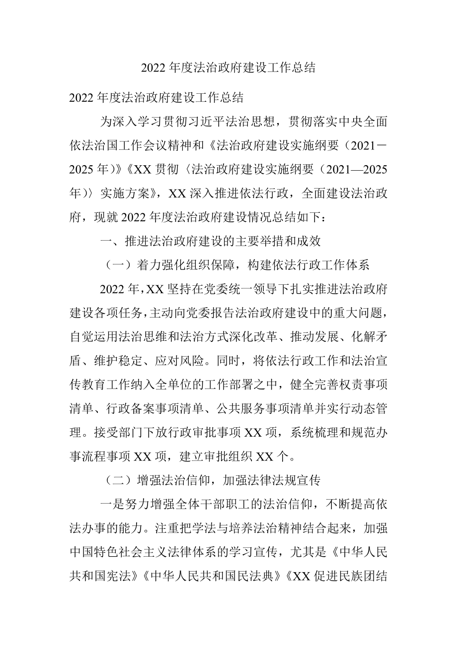 2022年度法治政府建设工作总结.docx_第1页