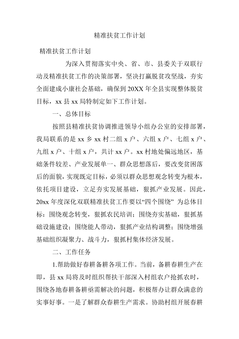 精准扶贫工作计划.docx_第1页