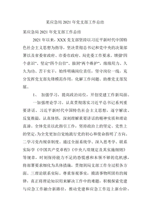 某应急局2021年党支部工作总结.docx