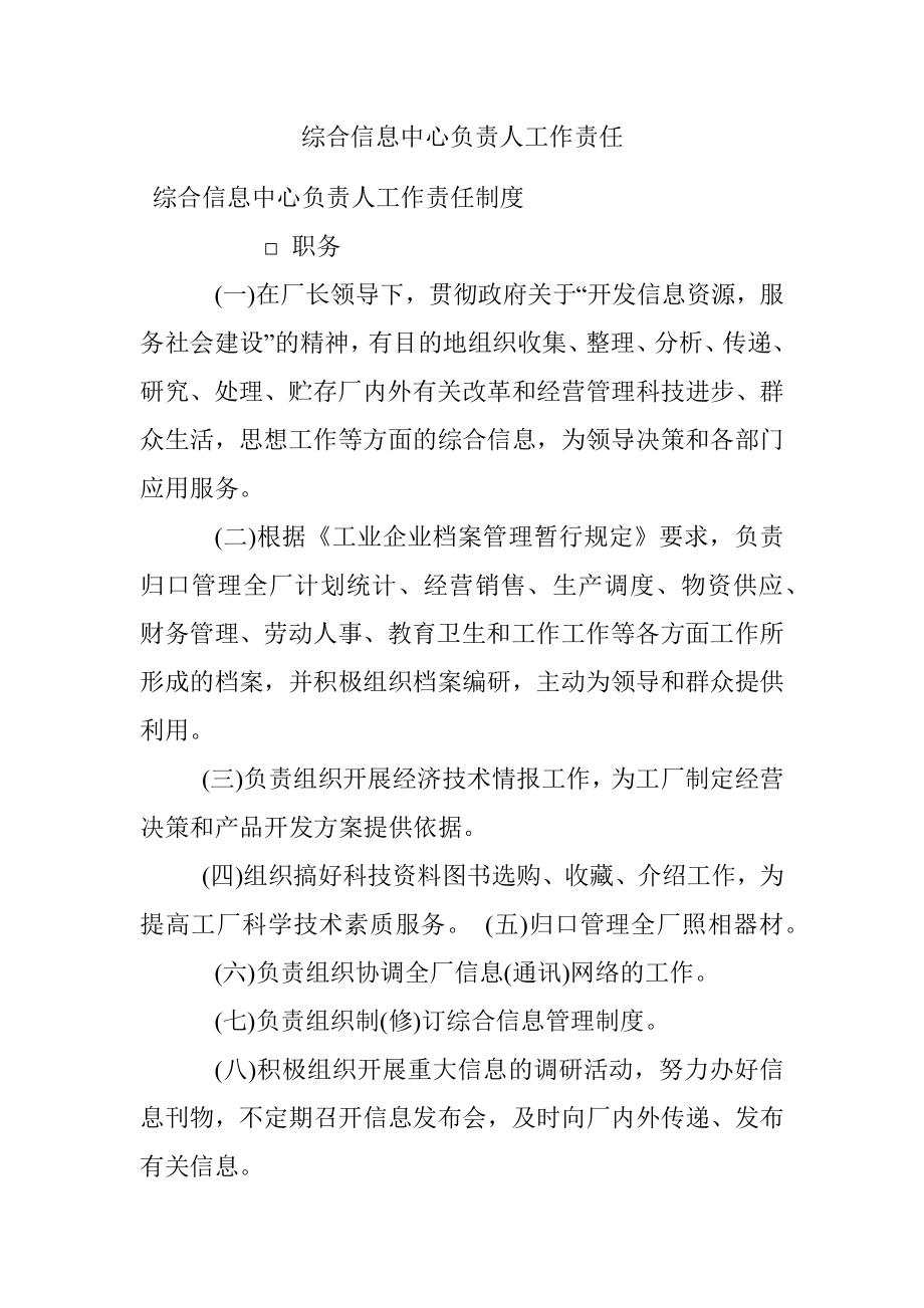 综合信息中心负责人工作责任.docx_第1页