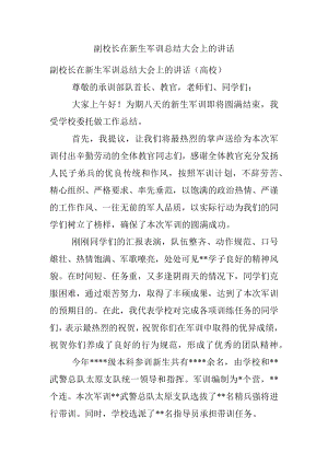 副校长在新生军训总结大会上的讲话.docx