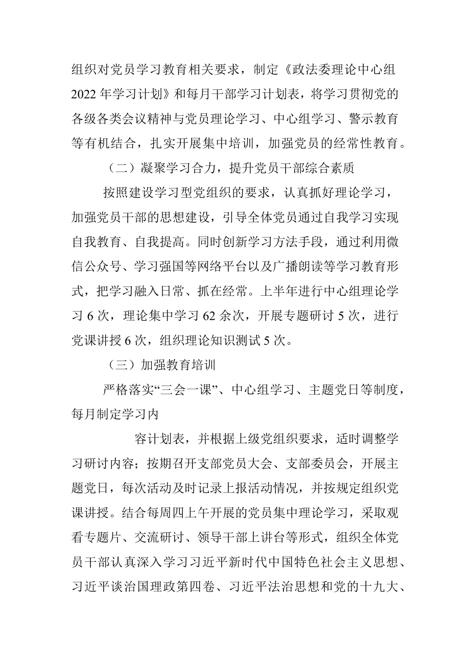 2022年临河区委政法委党支部党建工作总结.docx_第2页