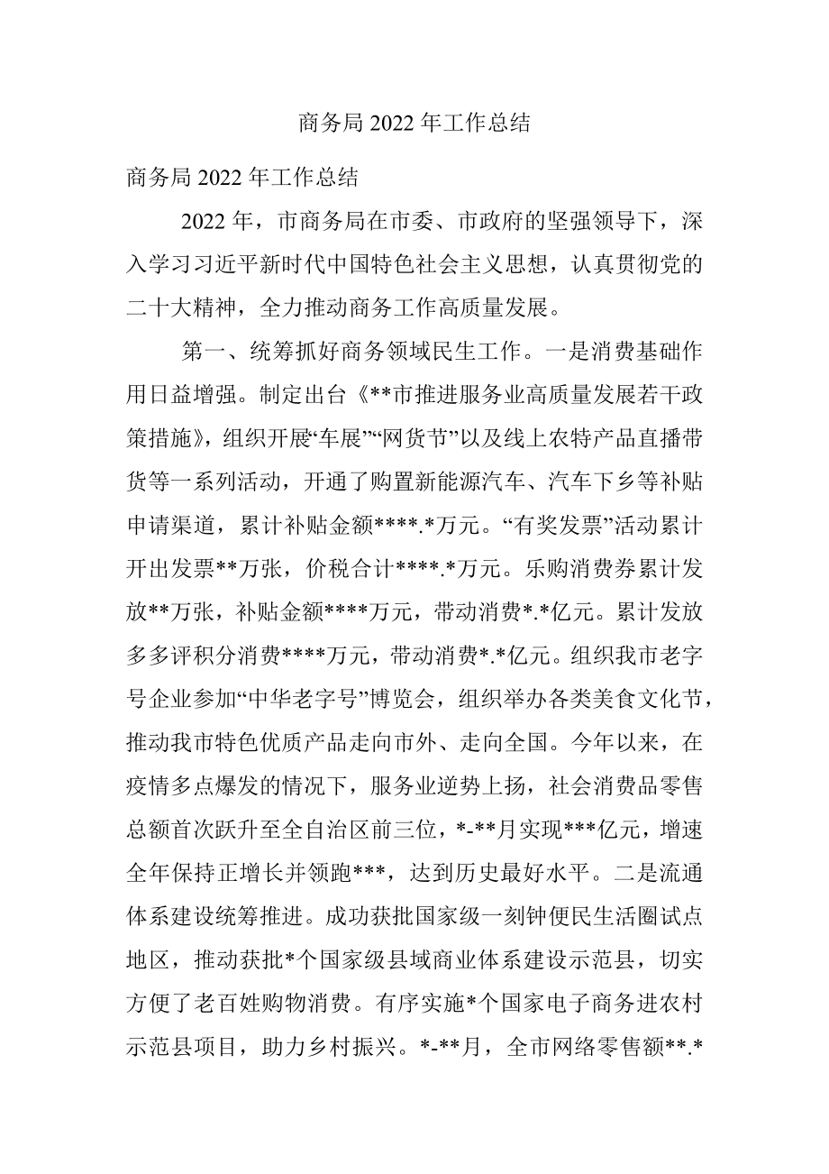 商务局2022年工作总结.docx_第1页