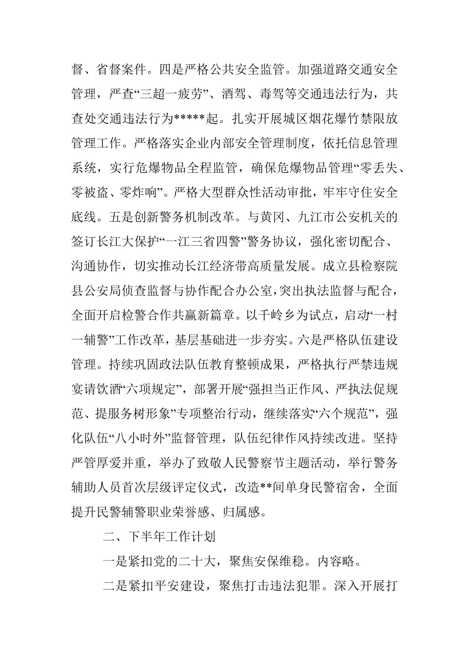 县公安局2022年上半年工作总结和下半年工作安排.docx_第2页