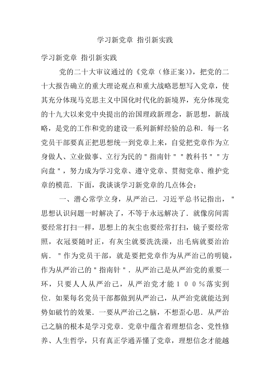 学习新党章 指引新实践.docx_第1页