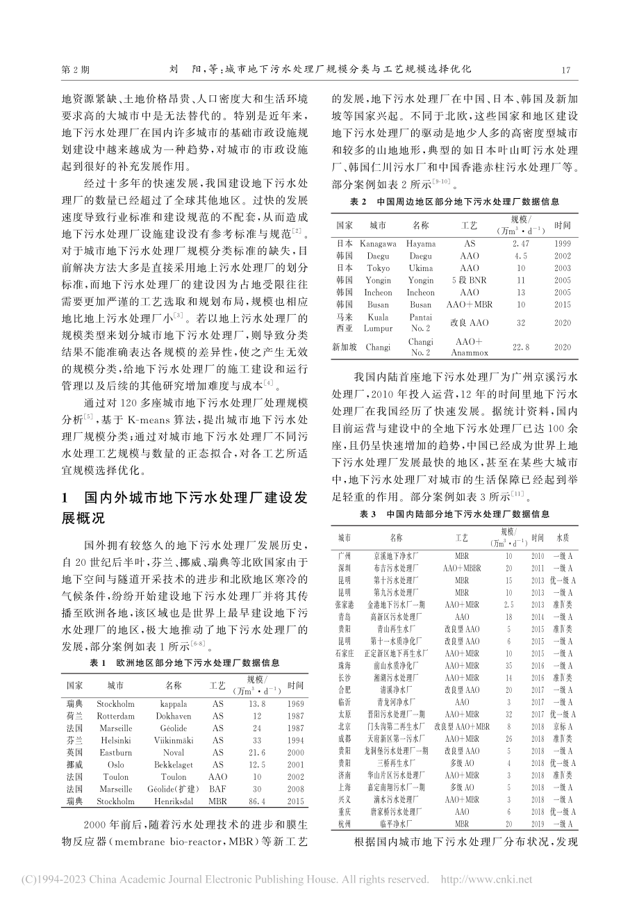 城市地下污水处理厂规模分类与工艺规模选择优化_刘阳.pdf_第2页