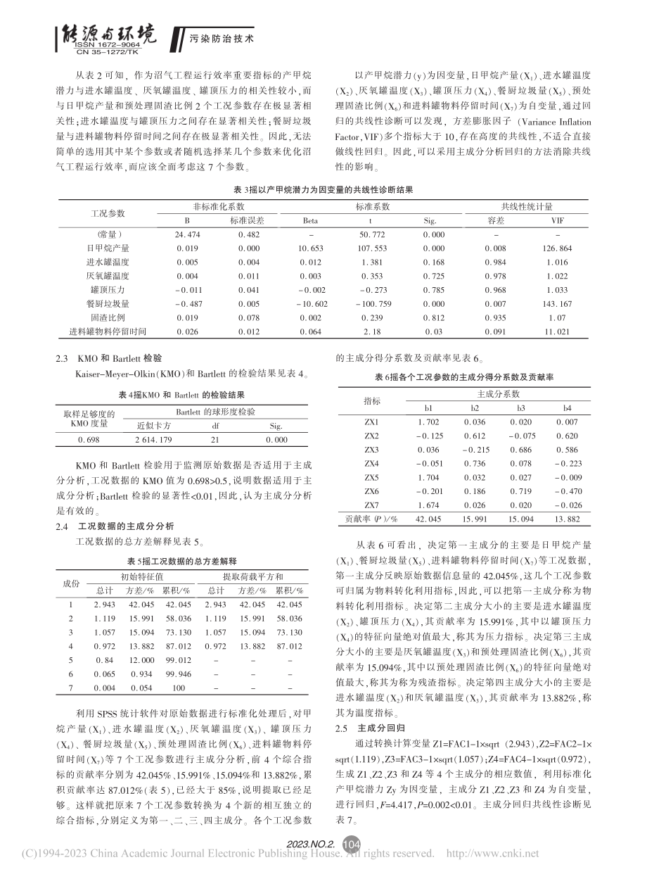 餐厨垃圾沼气工程运行工况数据主成分分析与聚类分析_林炳荣.pdf_第3页