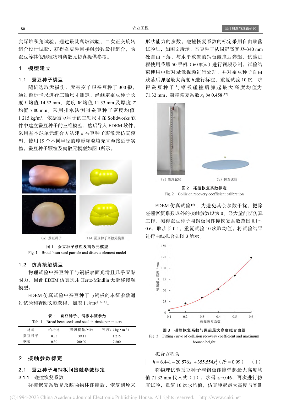 蚕豆种子离散元模型仿真参数标定_王月华.pdf_第2页