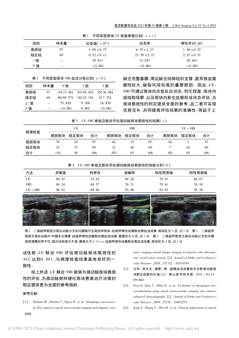 超声弹性成像联合超微血流成...颈动脉斑块的易损性评估分析_胡六妹.pdf_第3页