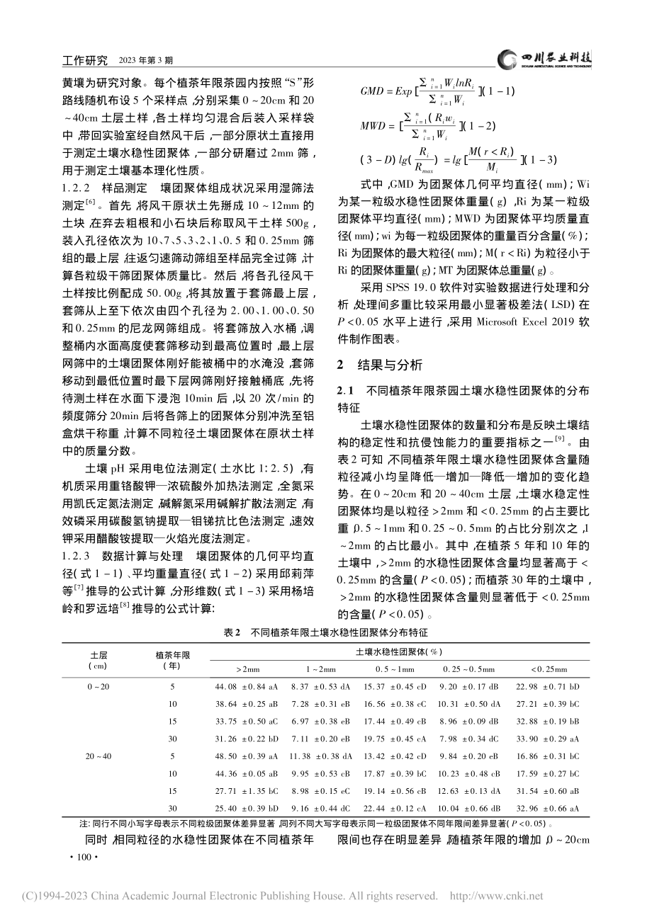 不同植茶年限土壤水稳性团聚体组成及分形特征_李森.pdf_第2页