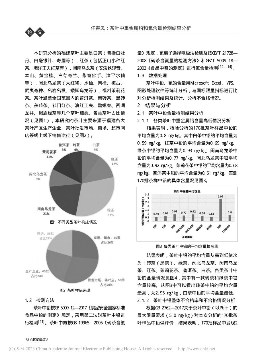 茶叶中重金属铅和氟含量检测结果分析_任春凤.pdf_第2页