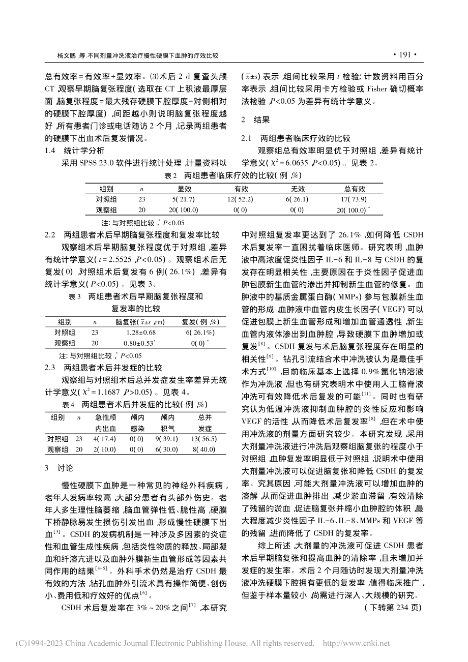 不同剂量冲洗液治疗慢性硬膜下血肿的疗效比较_杨文鹏.pdf_第2页