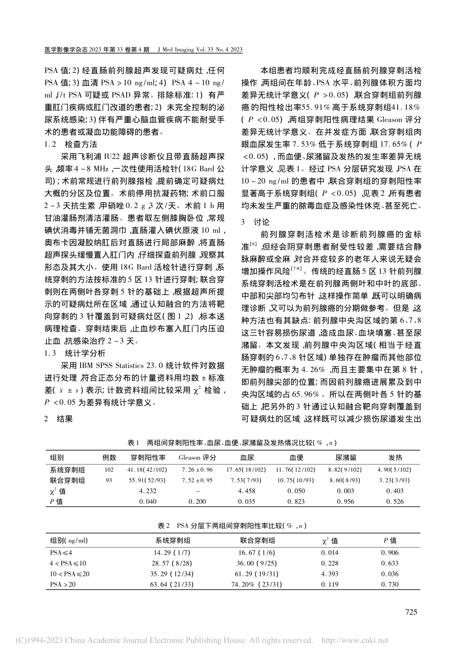 超声引导经直肠13针系统联...靶向前列腺穿刺术的临床观察_李维仁.pdf_第2页