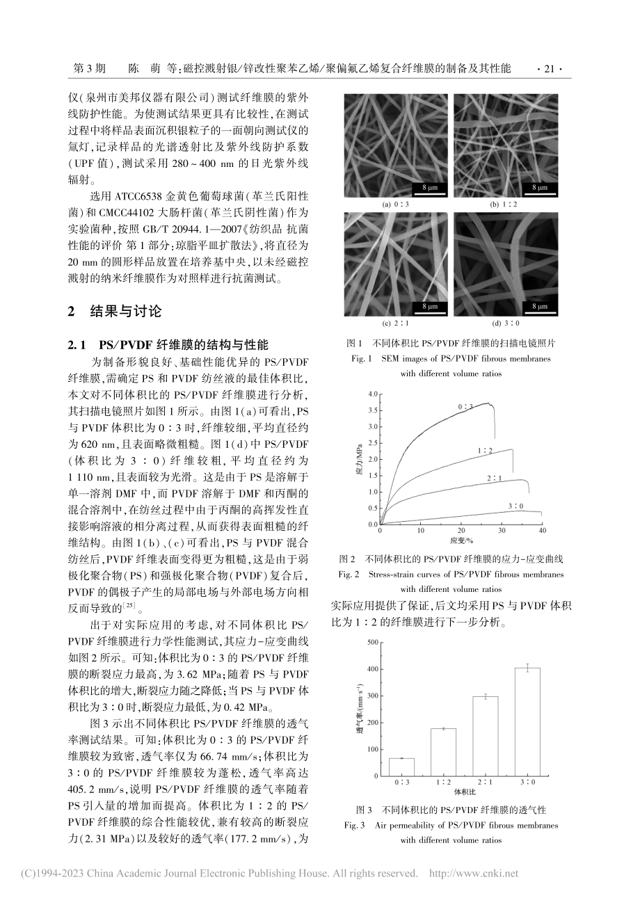 磁控溅射银_锌改性聚苯乙烯...烯复合纤维膜的制备及其性能_陈萌.pdf_第3页