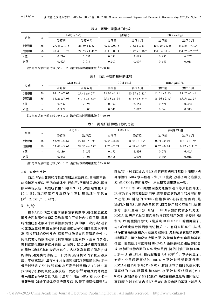 达格列净联合匹伐他汀治疗代...病合并代谢综合征的临床观察_周义如.pdf_第3页