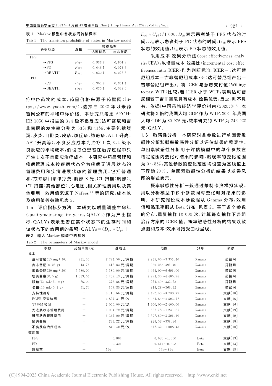 达可替尼对比吉非替尼一线治...小细胞肺癌的成本-效果分析_洪望龙.pdf_第3页