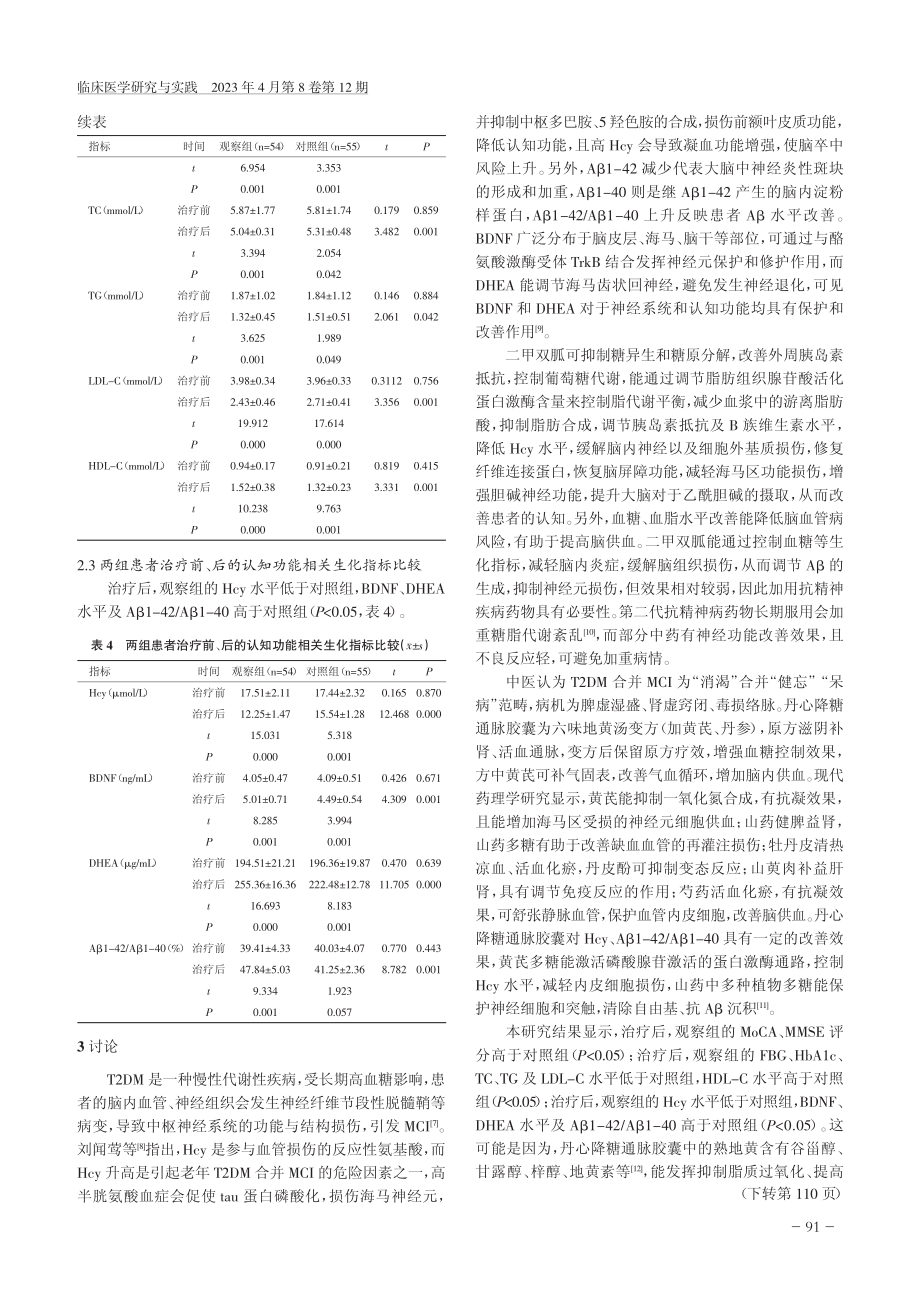 丹心降糖通脉胶囊联合二甲双...轻度认知功能障碍的临床效果_张家林.pdf_第3页