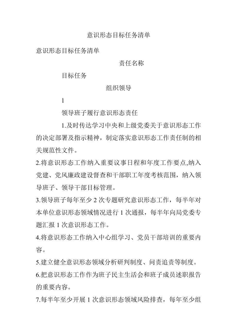 意识形态目标任务清单.docx_第1页